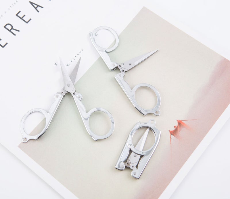 Shapenty Stainless Steel Folding Portable Travel Scissors Small Pocket Foldable Paper String Craft Shred Scissors, 15 Pack - Image 2
